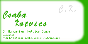 csaba kotvics business card